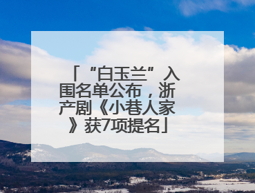 “白玉兰”入围名单公布，浙产剧《小巷人家》获7项提名