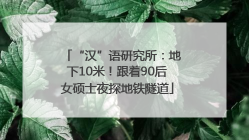 “汉”语研究所：地下10米！跟着90后女硕士夜探地铁隧道