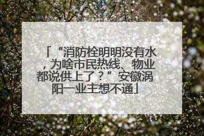 “消防栓明明没有水，为啥市民热线、物业都说供上了？”安徽涡阳一业主想不通