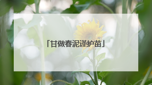 甘做春泥谨护苗