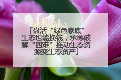 盘活“绿色家底” 生态也能换钱，承德破解“四难”推动生态资源变生态资产