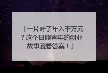 一片叶子年入千万元？这个日照青年的创业故事藏着答案！