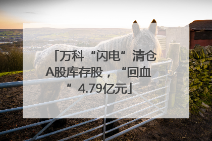 万科“闪电”清仓A股库存股，“回血”4.79亿元