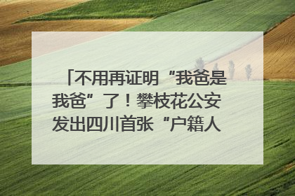 不用再证明“我爸是我爸”了！攀枝花公安发出四川首张“户籍人口直系亲属关系谱”