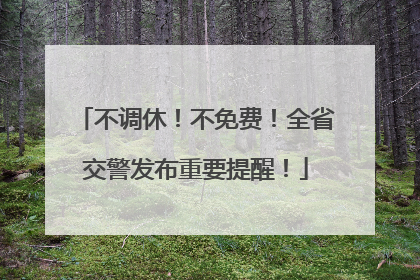 不调休！不免费！全省交警发布重要提醒！