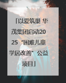 以爱筑巢 华茂集团启动2025“困难儿童学居改善”公益项目