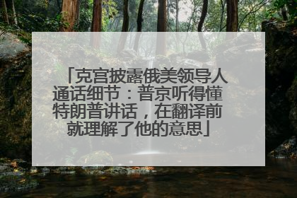 克宫披露俄美领导人通话细节：普京听得懂特朗普讲话，在翻译前就理解了他的意思