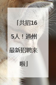 共招165人！通州最新招聘来啦