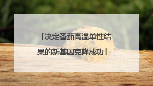 决定番茄高温单性结果的新基因克隆成功