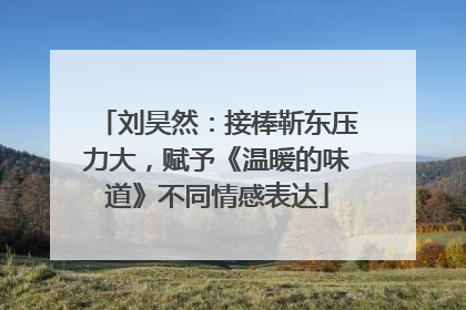刘昊然：接棒靳东压力大，赋予《温暖的味道》不同情感表达