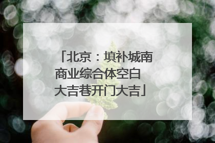 北京：填补城南商业综合体空白 大吉巷开门大吉