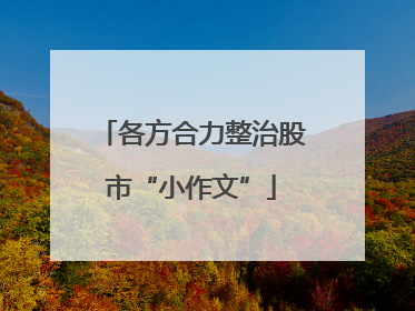 各方合力整治股市“小作文”