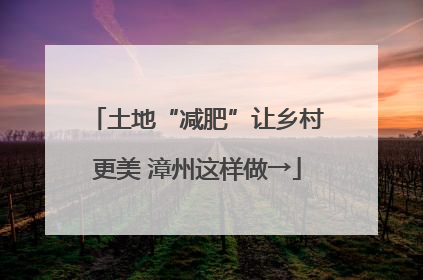 土地“减肥”让乡村更美 漳州这样做→