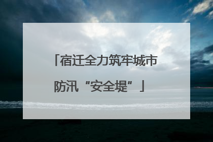 宿迁全力筑牢城市防汛“安全堤”