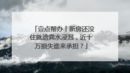 壹点帮办丨新房还没住就遭粪水浸泡，近十万损失谁来承担？