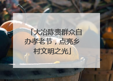 大冶陈贵群众自办孝老节，点亮乡村文明之光