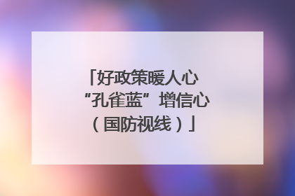 好政策暖人心 “孔雀蓝”增信心（国防视线）