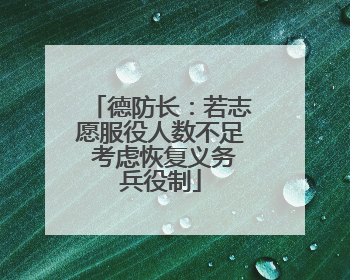 德防长：若志愿服役人数不足 考虑恢复义务兵役制