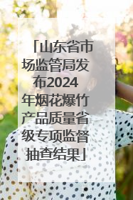 山东省市场监管局发布2024年烟花爆竹产品质量省级专项监督抽查结果