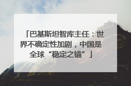 巴基斯坦智库主任：世界不确定性加剧，中国是全球“稳定之锚”