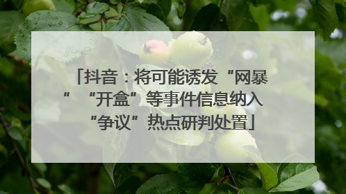 抖音：将可能诱发“网暴”“开盒”等事件信息纳入“争议”热点研判处置