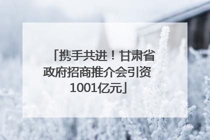 携手共进！甘肃省政府招商推介会引资1001亿元
