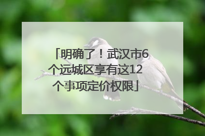 明确了！武汉市6个远城区享有这12个事项定价权限