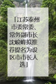 江苏泰州市委常委、常务副市长沈峻峰拟推荐提名为设区市市长人选