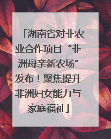 湖南省对非农业合作项目“非洲母亲新农场”发布！聚焦提升非洲妇女能力与家庭福祉