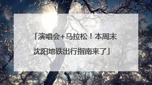演唱会+马拉松！本周末沈阳地铁出行指南来了