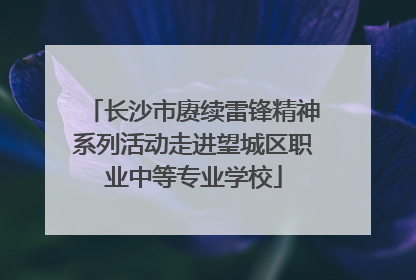 长沙市赓续雷锋精神系列活动走进望城区职业中等专业学校
