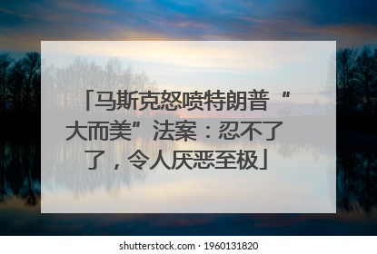 马斯克怒喷特朗普“大而美”法案：忍不了了，令人厌恶至极