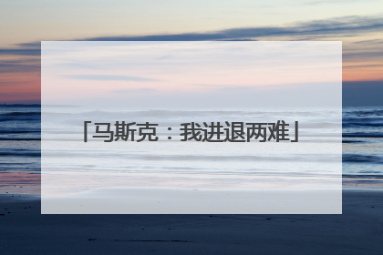 马斯克：我进退两难