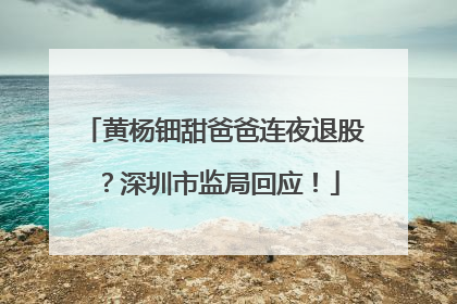 黄杨钿甜爸爸连夜退股？深圳市监局回应！