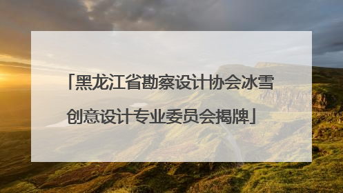 黑龙江省勘察设计协会冰雪创意设计专业委员会揭牌