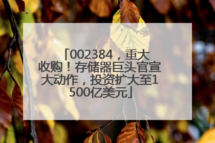002384，重大收购！存储器巨头官宣大动作，投资扩大至1500亿美元