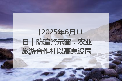 2025年6月11日｜防骗警示窗：农业旅游合作社以高息设局，集资380万